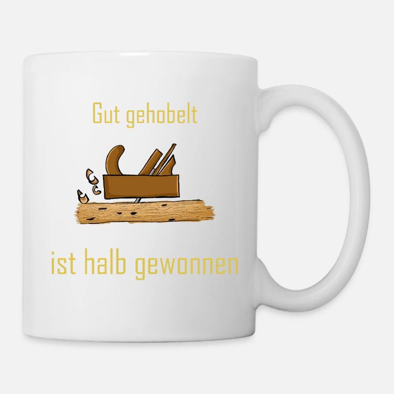 Rustikaler Holzbau mit Spruch - Tasse - Weiß