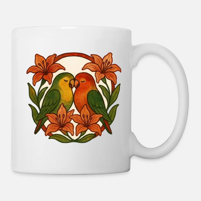 Romantische Turteltauben - Tasse - Weiß