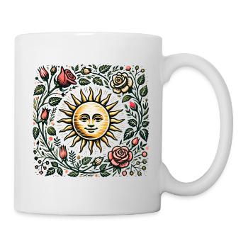 Sonne und florale botanische Illustration - Tasse - Weiß - Rechts