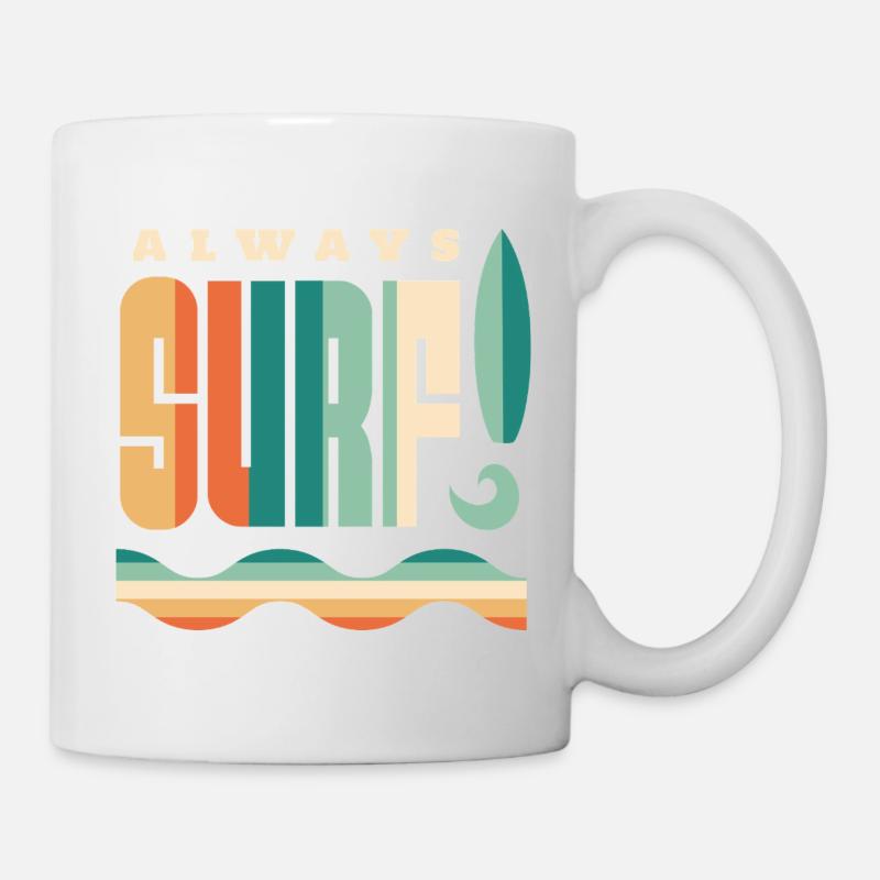 Toujours surfer rétro plage citation - Mug blanc - blanc
