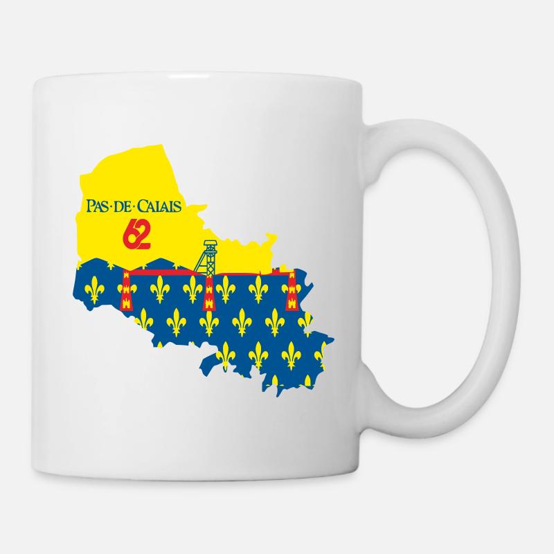 Carte stylisée du Pas-de-Calais avec ses symboles - Mug blanc - blanc