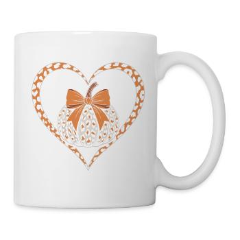 Leopard Kürbis Herz Design - Tasse - Weiß - Rechts