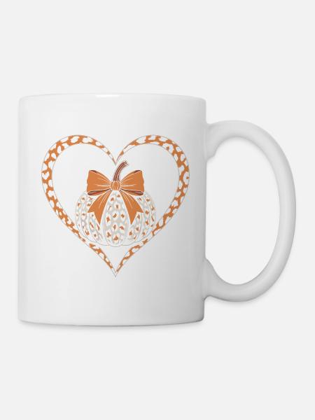 Leopard Kürbis Herz Design - Tasse - Weiß