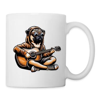 Pug With Guitar Hoodie And Sunglasses - Mug - white - Right