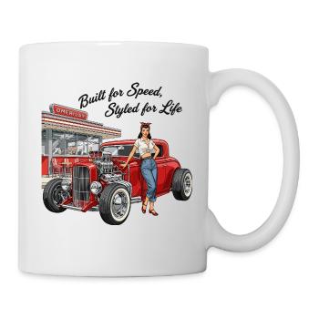 Vintage Hot Rod Girl  - Tasse - Weiß - Rechts