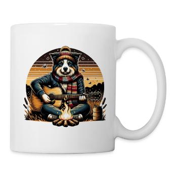 Border Collie Feu de camp Guitare Camper Musique - Mug blanc - blanc - Droite