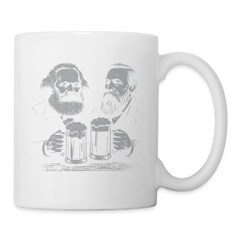 Karl Marx and Engels drinking beer - Mug - white - Right