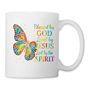 Geliebt von Jesus Christlicher Schmetterling - Tasse - Weiß - Rechts