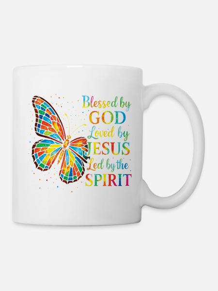 Geliebt von Jesus Christlicher Schmetterling - Tasse - Weiß
