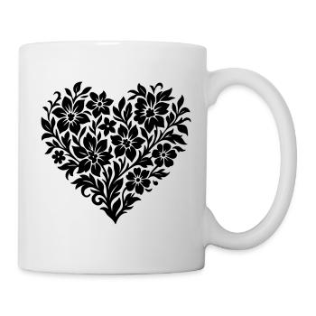 Cœur de fleur abstrait, couleur de vigne florale variable - Mug blanc - blanc - Droite