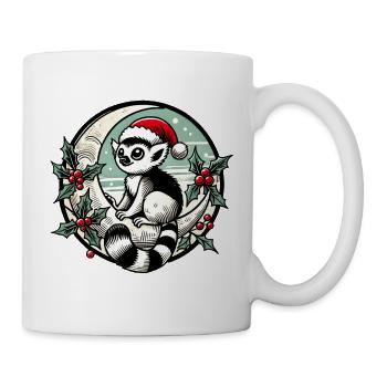 Festlicher Waschbär Weihnachtsmann Weihnachten - Tasse - Weiß - Rechts
