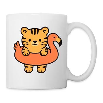 Petit tigre sur Bouée Tropicale - Mug blanc - blanc - Droite