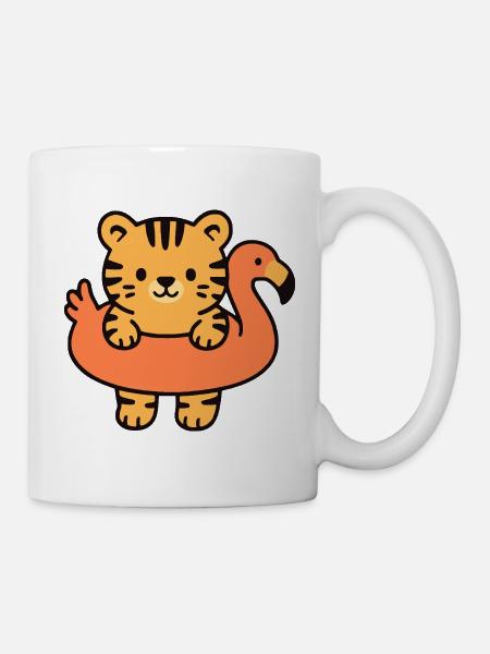 Little Tiger on Tropical Buoy - Mug - white