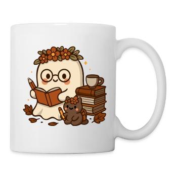 Autumnal spirit with books cute school motif - Mug - white - Right