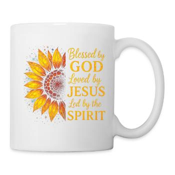 Geliebt von Jesus Christliche Sonnenblume - Tasse - Weiß - Rechts