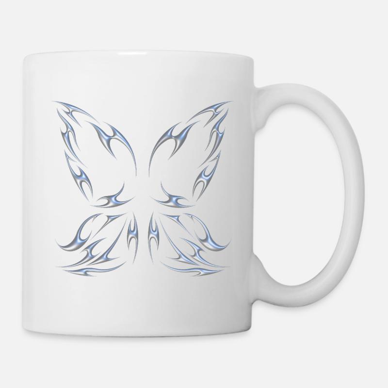 Chrome métallisé ailes de fée papillon design - Mug blanc - blanc