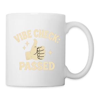 Vibe Check Passed Retro Badge Funny Meme  - Mug - white - Right