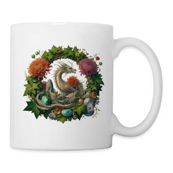 Mystical Dragon with Floral Wreath - Mug - white - Right