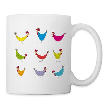 Poulet coloré motif joyeux - Mug blanc - blanc - Droite