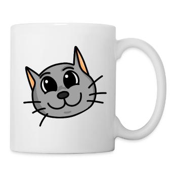 Lustiger Tierkopf Katze - Tasse - Weiß - Rechts