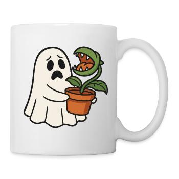 Fantôme mignon avec une plante carnivore - Mug blanc - blanc - Droite