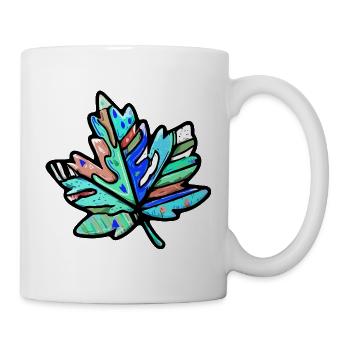 Ahorn Blatt Bunt Symbol - Tasse - Weiß - Rechts