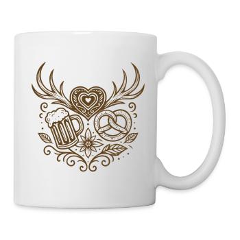 Coeur avec bois, bière et bretzel - Mug blanc - blanc - Droite