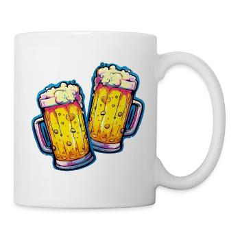 Bier Comic Bierglas - Tasse - Weiß - Rechts