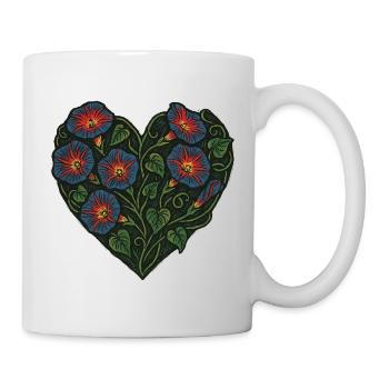 Motif floral de gloire du matin en forme de cœur - Mug blanc - blanc - Droite