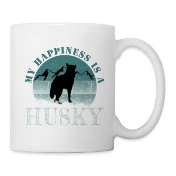 Husky avec motif de montagne et dicton - Mug blanc - blanc - Droite