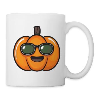 Sonniges Kürbis-Design mit Sonnenbrille - Tasse - Weiß - Rechts