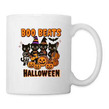 Bande de chat d’Halloween avec des citrouilles - Mug blanc - blanc - Droite