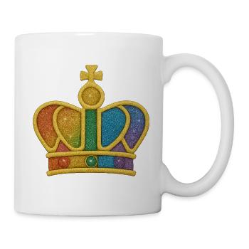 Bunt Glitzer Kronen-Design - Tasse - Weiß - Rechts