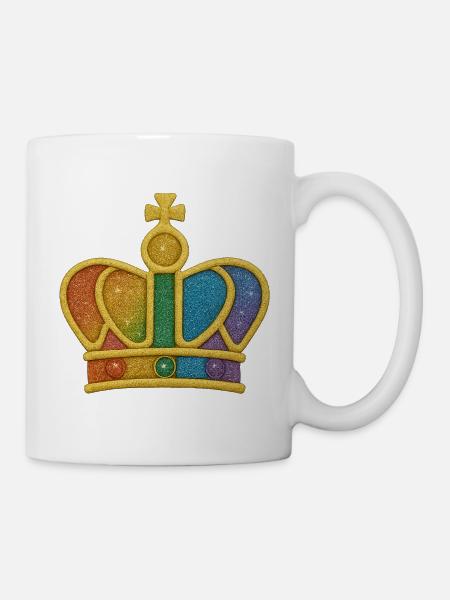 Bunt Glitzer Kronen-Design - Tasse - Weiß