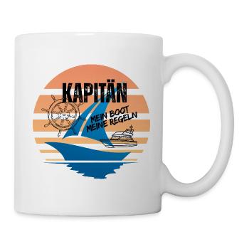 Seefahrer Motiv mit Kompass und Segelboot - Tasse - Weiß - Rechts