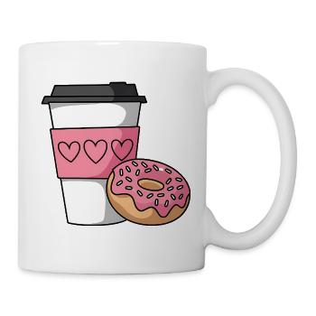 Pink Heart Kaffee und Donut - Tasse - Weiß - Rechts