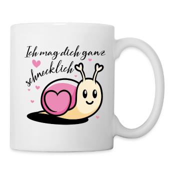 Cute Snail with Heart Motifs on Mug - Mug - white - Right