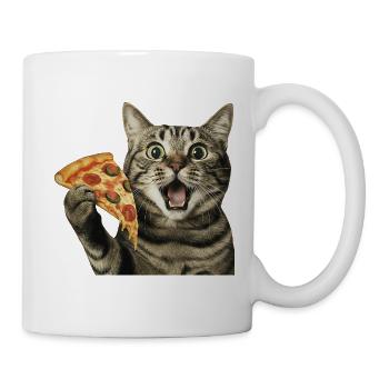 Chat pizza - Mug blanc - blanc - Droite