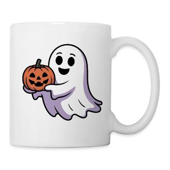 Halloween Ghost With Pumpkin Illustration - Mug - white - Right