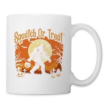 Kniebeugen oder Leckerli Spooky Bigfoot Halloween - Tasse - Weiß - Rechts