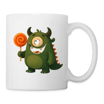 Kulleraugen Monster mit Lutscher - Tasse - Weiß - Rechts