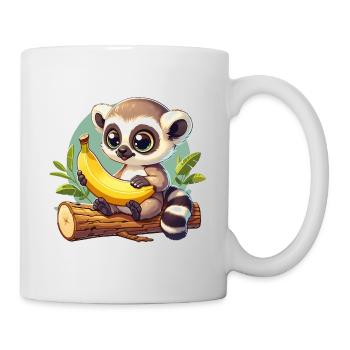 adorable raton laveur avec illustration de banane - Mug blanc - blanc - Droite