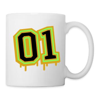 Leuchtende Neon-Zahl 01 Design - Tasse - Weiß - Rechts