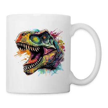 Dino Neon Kunst Design - Tasse - Weiß - Rechts