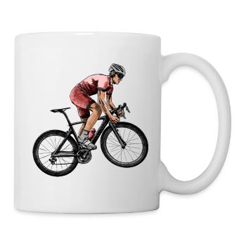 Dynamic cyclist in competition - Mug - white - Right