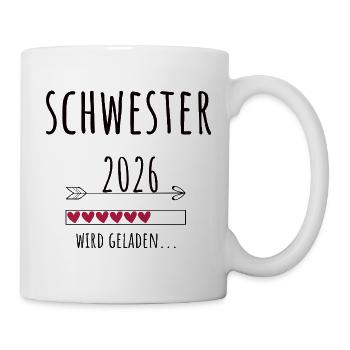 Werdende Schwester 2026 Geschenk Schwangerschaft - Tasse - Weiß - Rechts