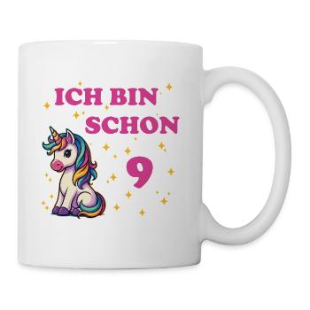 Children's Birthday 9, Dancing Funny Unicorn - Mug - white - Right