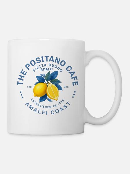 Amalfiküste Zitrone und leuchtende Blätter - Tasse - Weiß