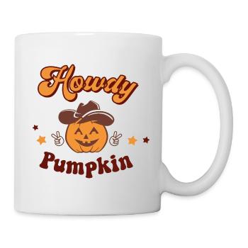 Howdy - Citrouille avec chapeau de cow-boy Halloween Design - Mug blanc - blanc - Droite