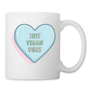Vintage Herz – Just Vegan Vibes - Tasse - Weiß - Rechts
